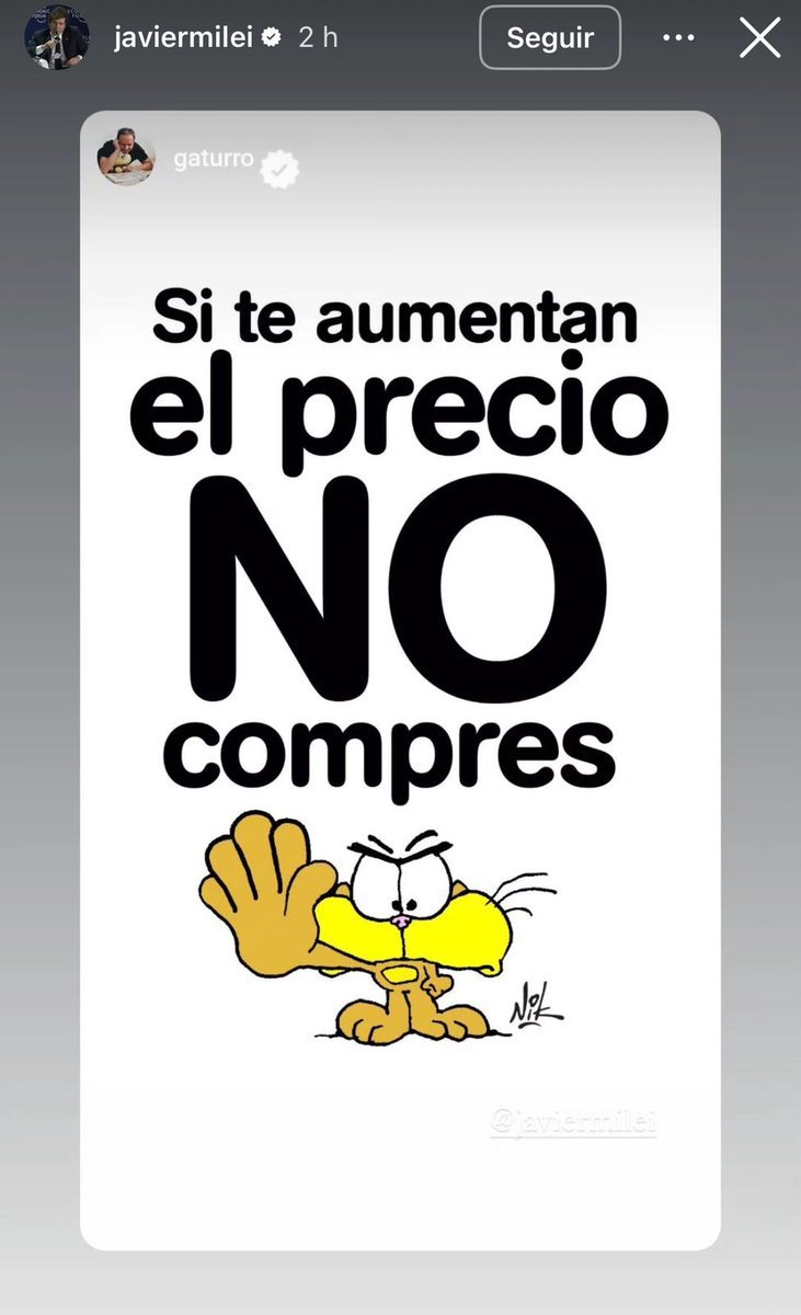 En su posteo Kicillof incluyó una captura de una publicación de Milei replicando un dibujo del personaje Gaturro
